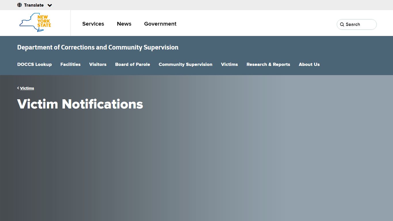 Victim Notifications - Department of Corrections and Community Supervision